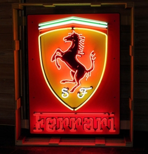 Neon Sign - Ferrari Logo 56 x 72cm
